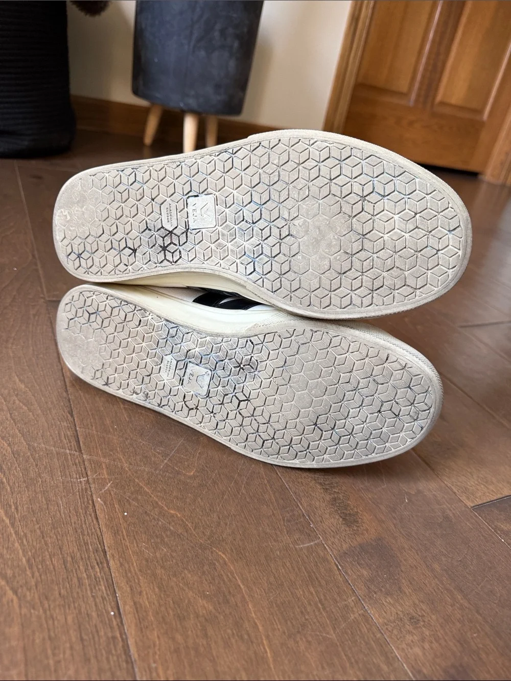 Veja White Leather Low-Top Sneakers with Black V Logo